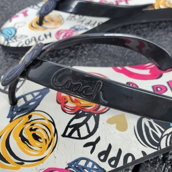 Coach Kasey Womens Poppy Flip Flops Size 7B Multicolor Floral Shoes Q1117 - Picture 5 of 11